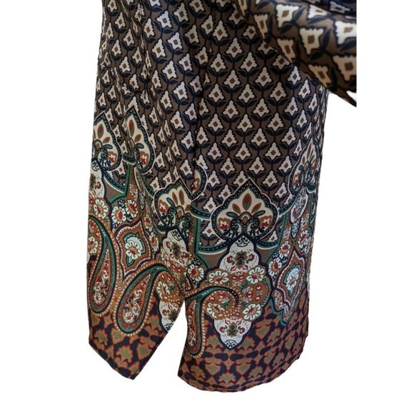 NWT Zara Brown Multi Pattern Flowy Piped Shirt Size S - Picture 5 of 7
